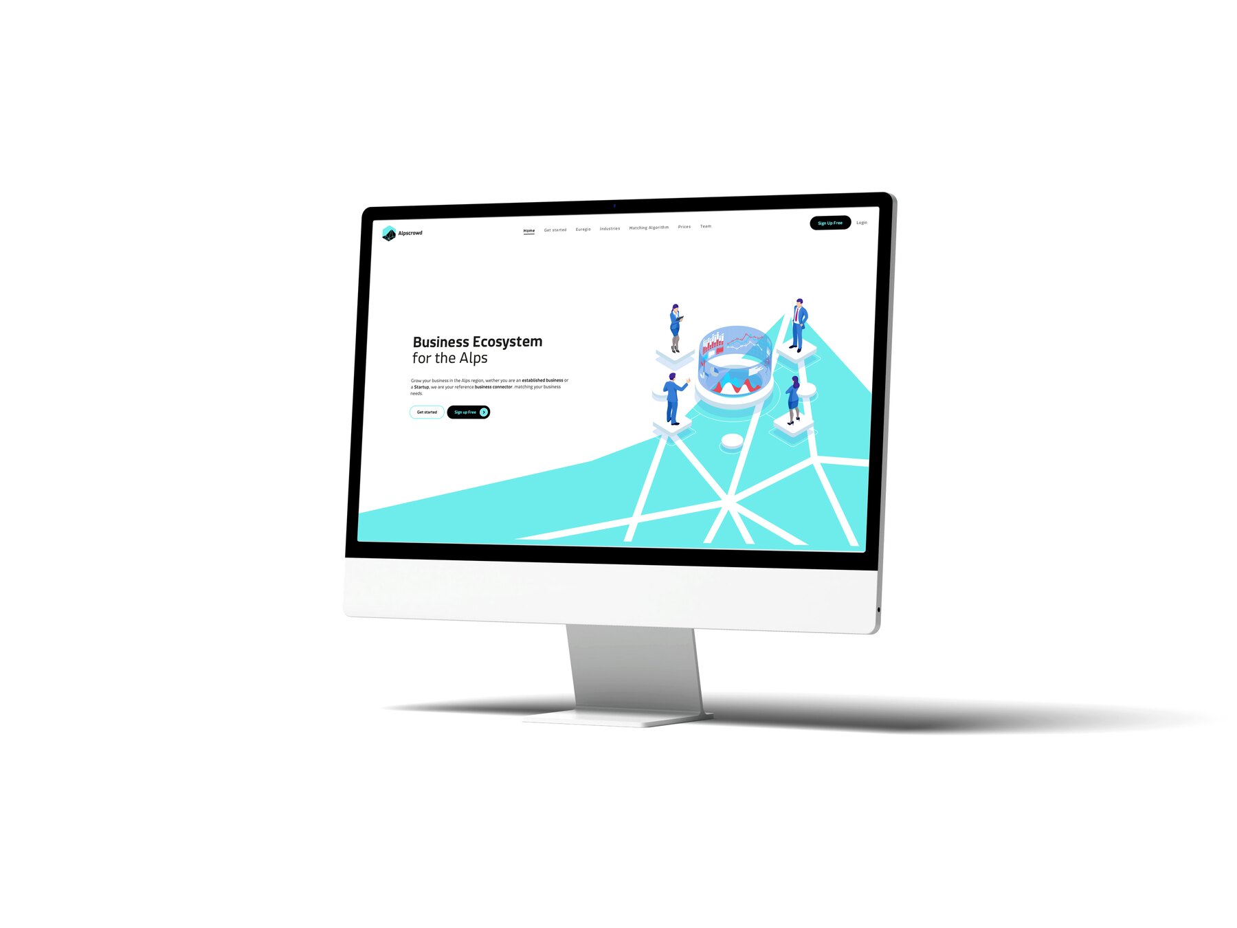 Website Alpscrowd auf einem Monitor