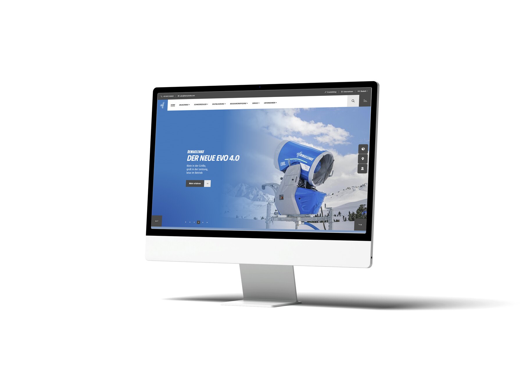 Website Demaclenko auf einem Monitor