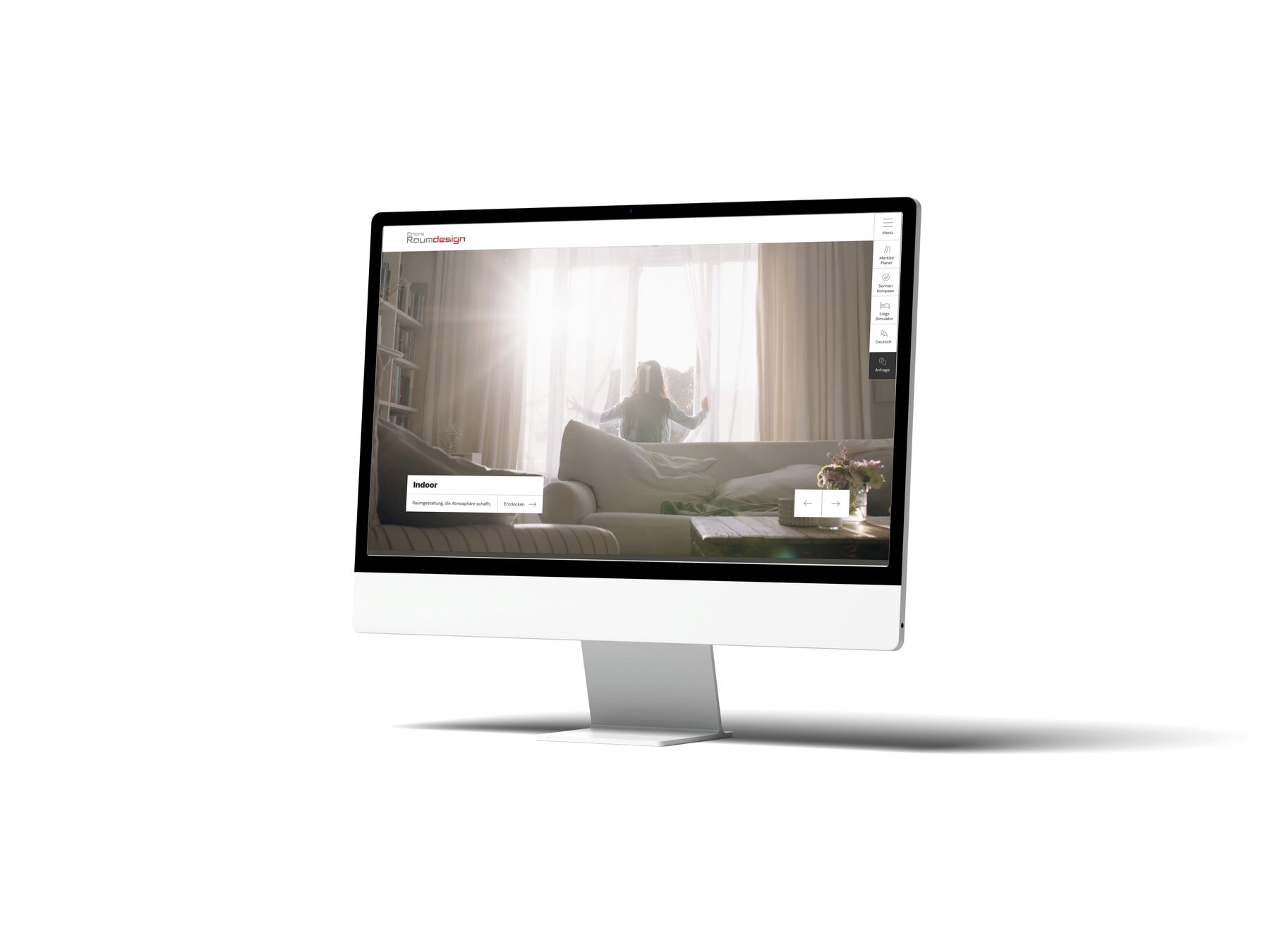 Website Elmars Raumdesign auf einem Monitor