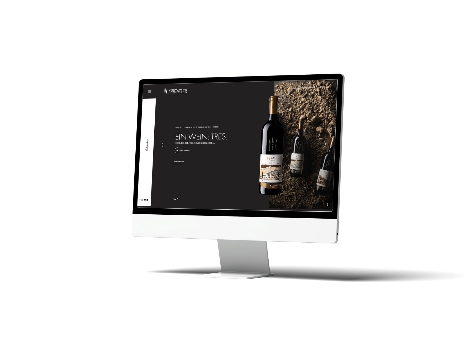 Website Kellerei Kurtatsch auf einem Monitor