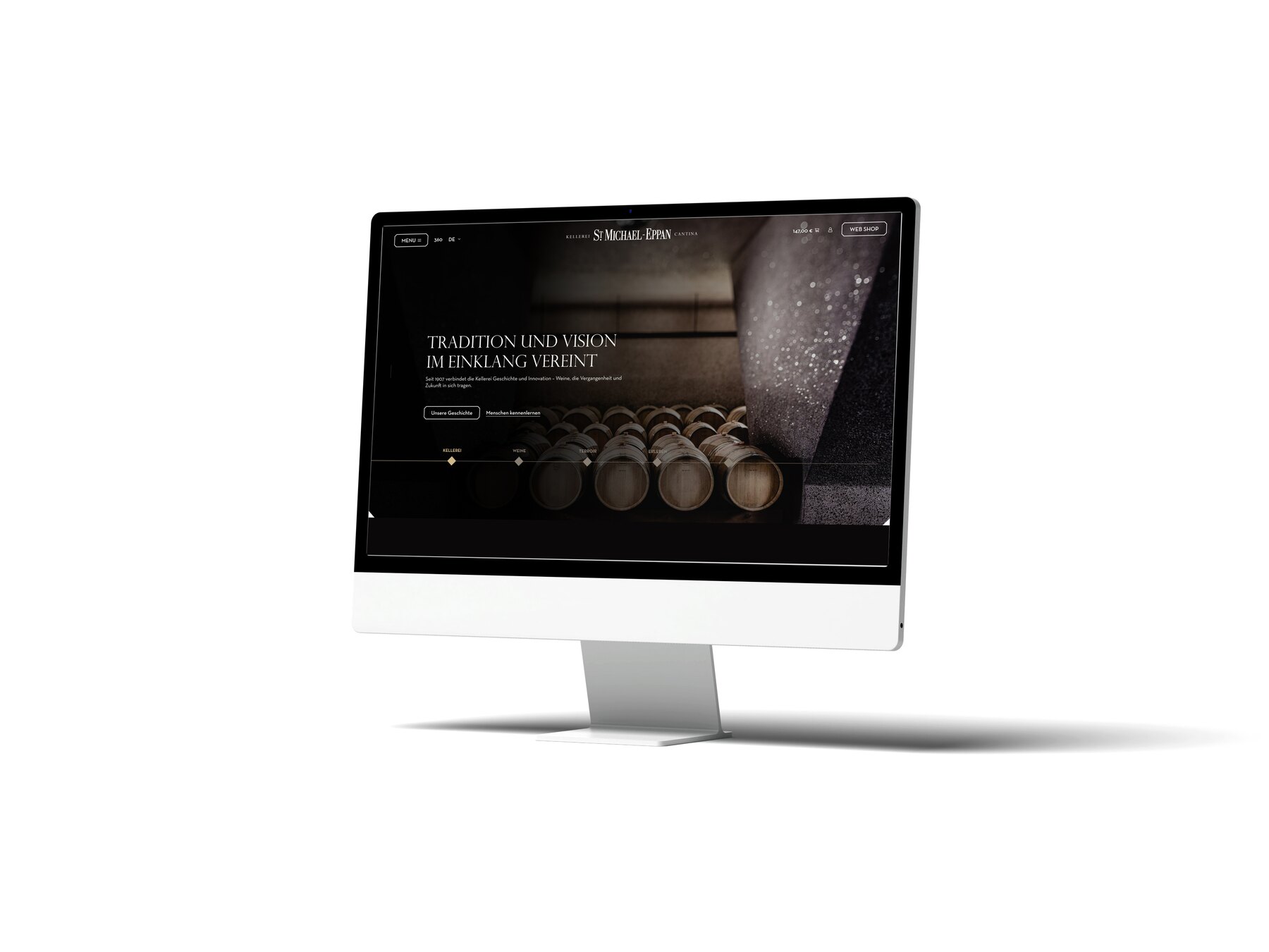 Website Kellerei St. Michael-Eppan auf einem Monitor