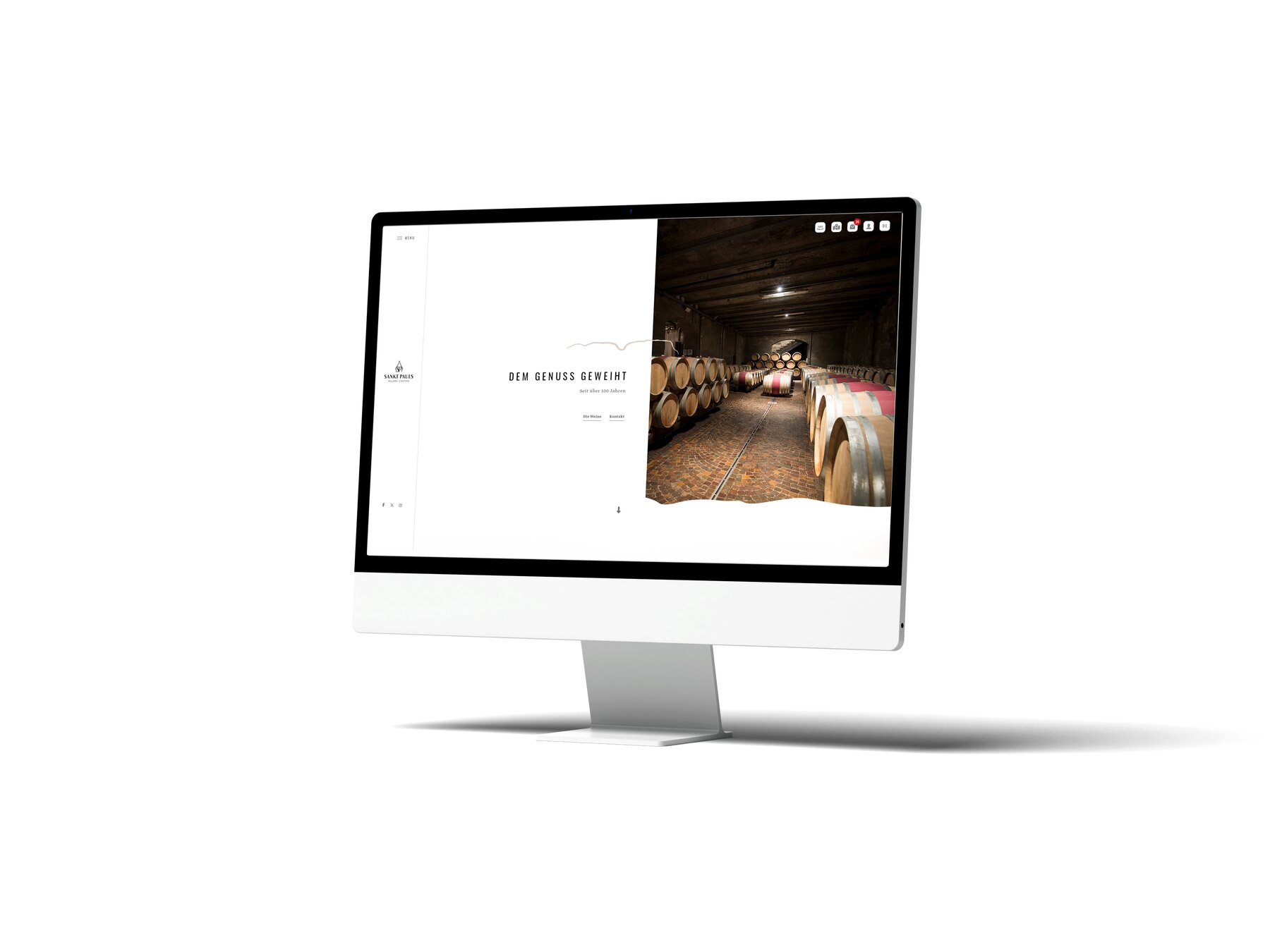 Website Kellerei St. Pauls auf einem Monitor