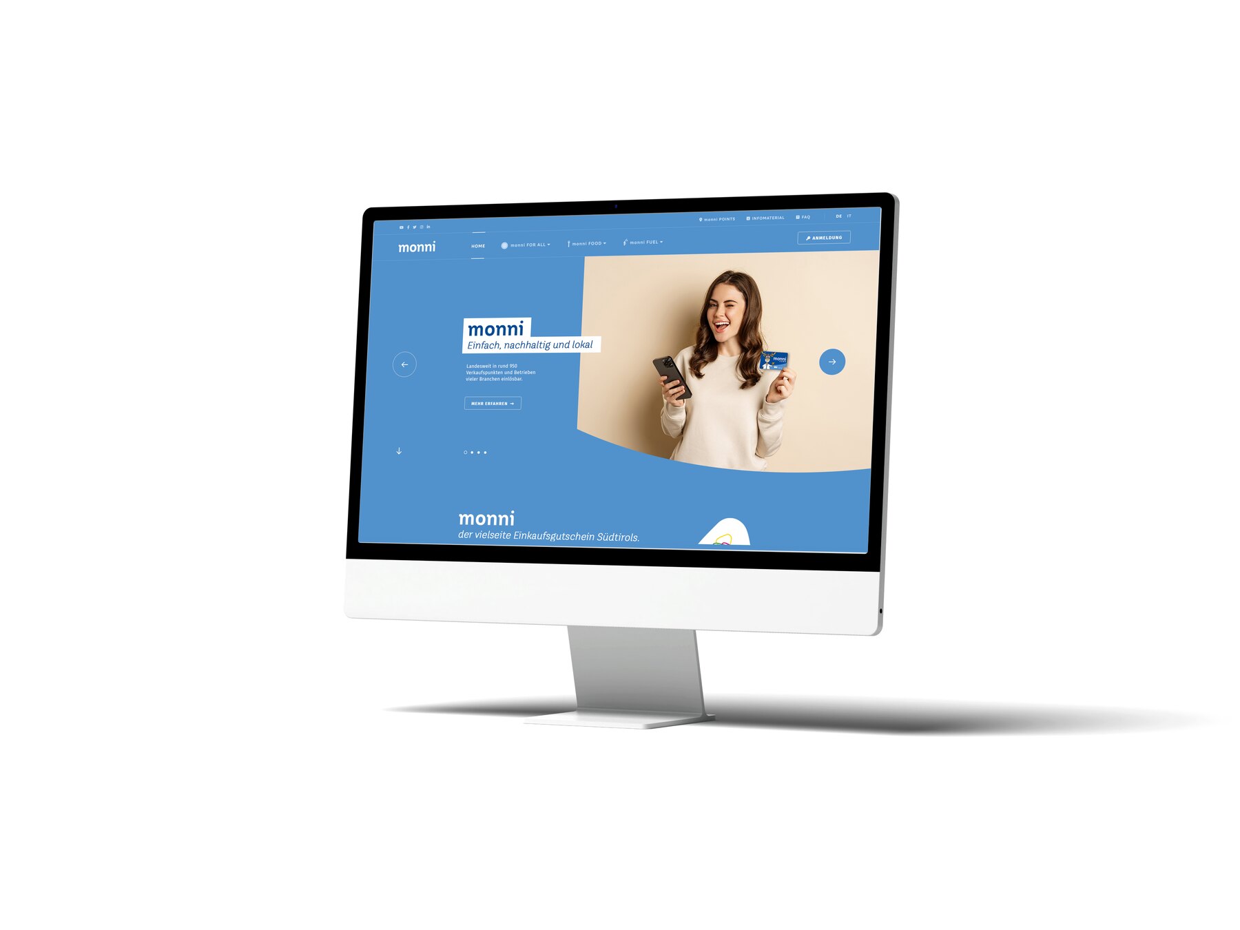 Website monni auf einem Monitor