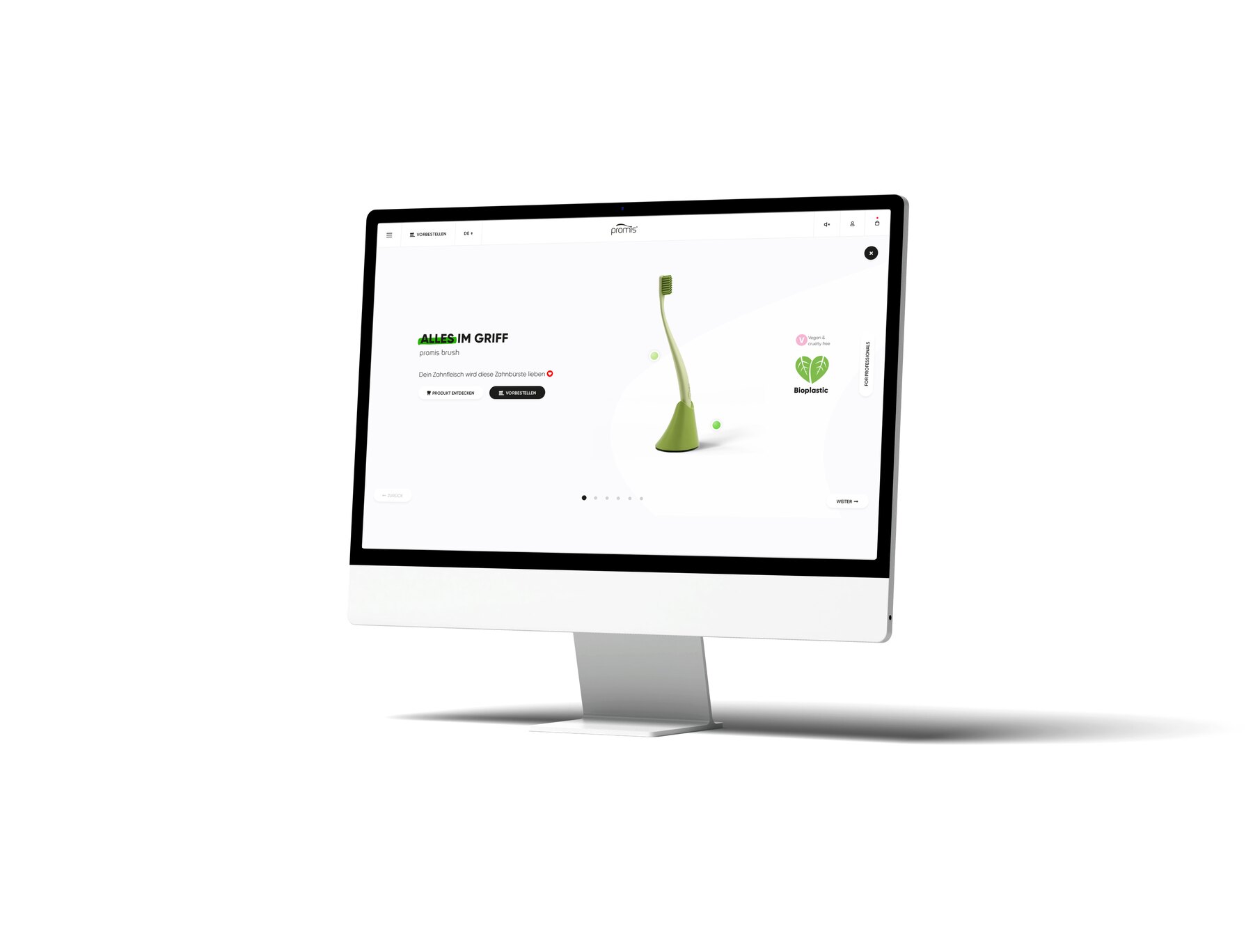 Website Promis auf einem Monitor