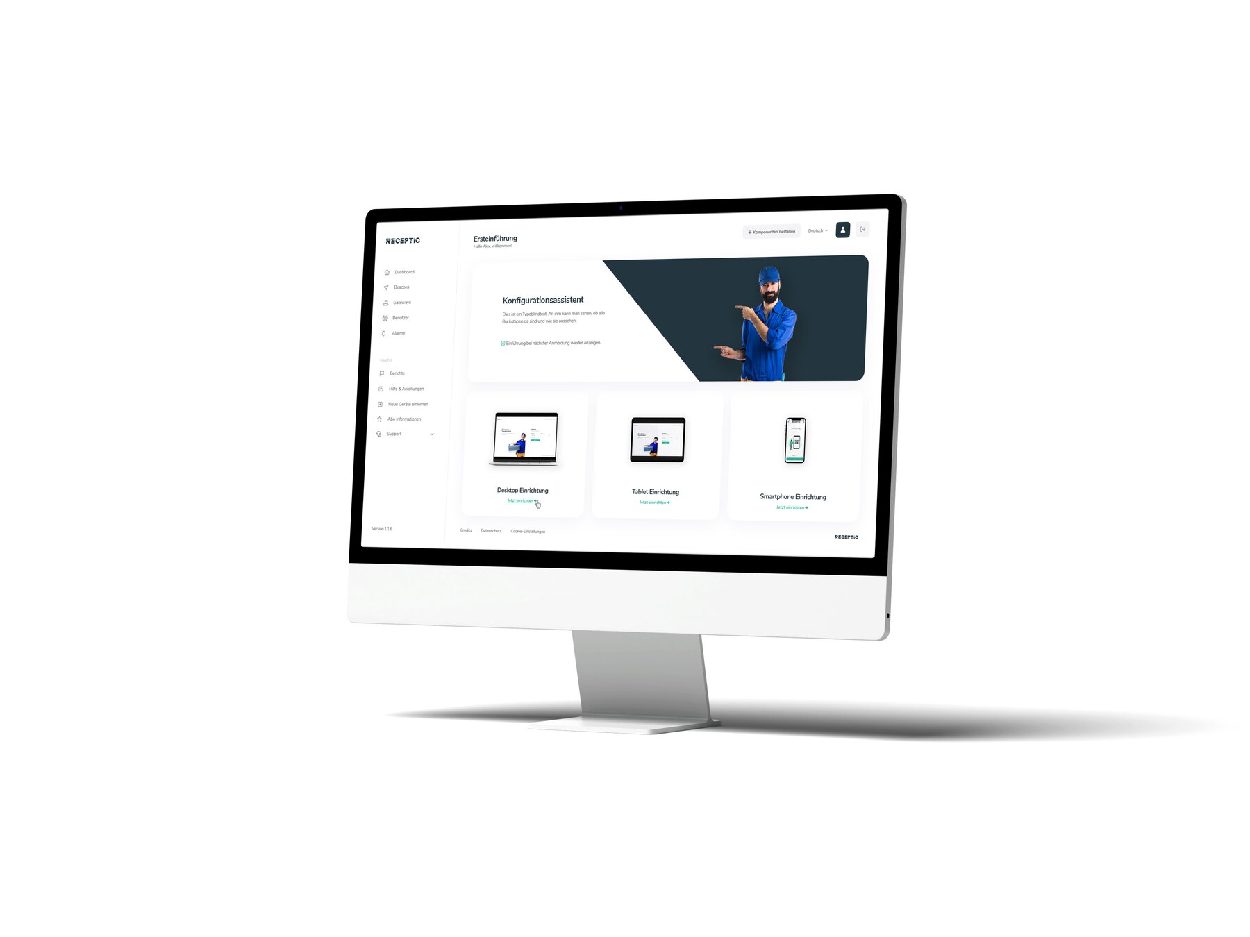 Website Receptic auf einem Monitor