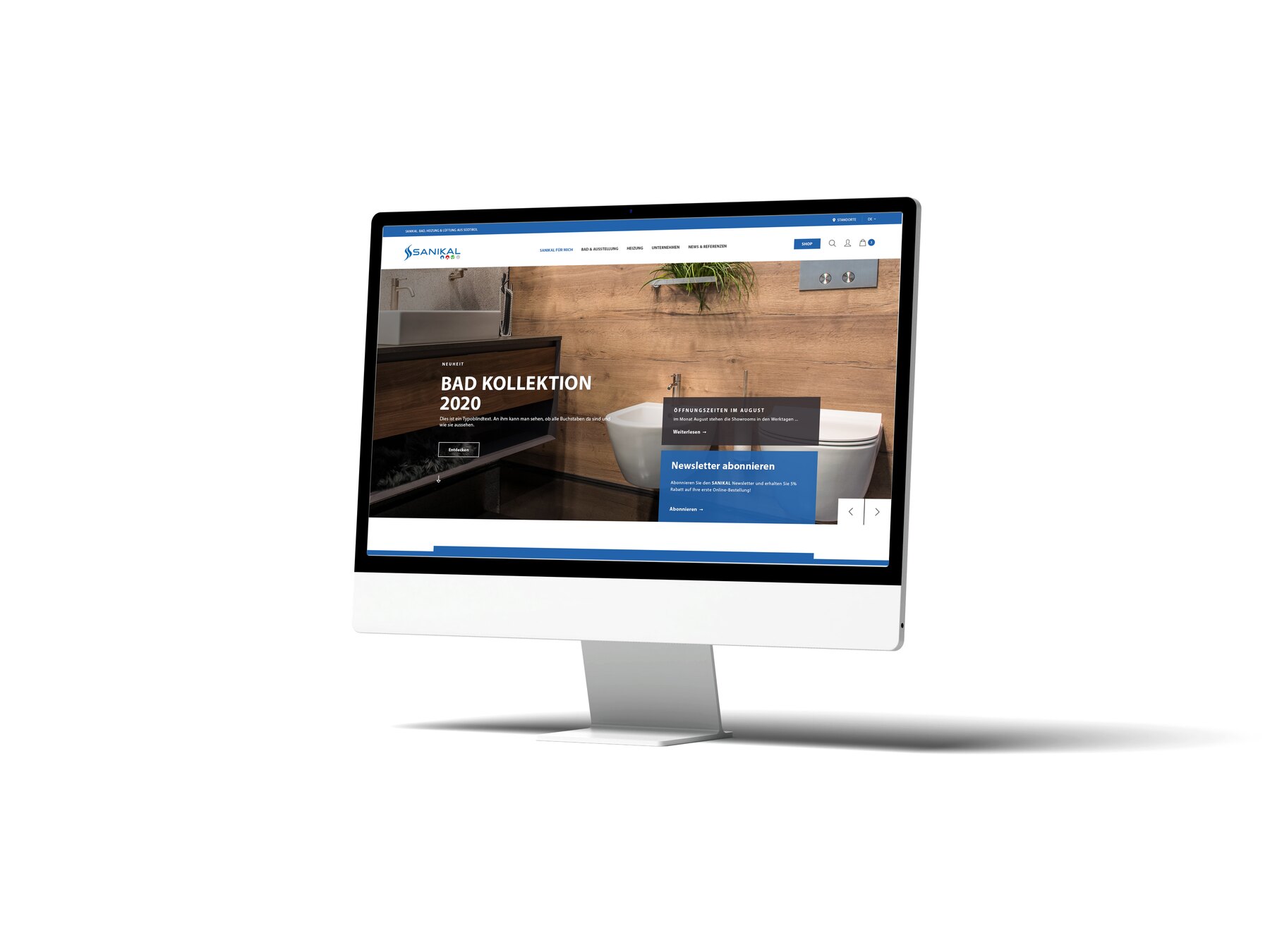 Website Sanikal auf einem Monitor