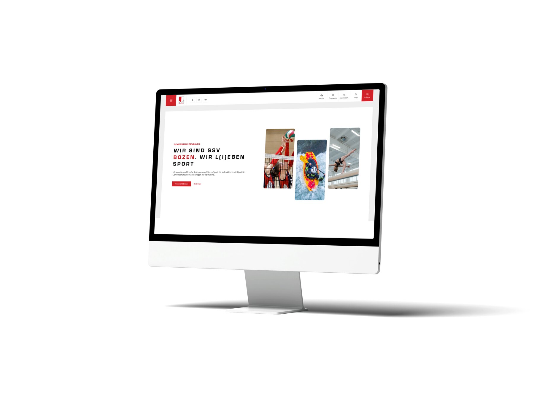 Website SSV Bozen auf einem Monitor
